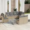 Image de vidaXL Salon de jardin avec coussins 8 pcs beige résine tressée