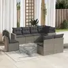 Image de vidaXL Salon de jardin 8 pcs avec coussins gris résine tressée