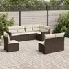 Image de vidaXL Salon de jardin 8 pcs avec coussins marron résine tressée