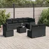 Image de vidaXL Salon de jardin 9 pcs avec coussins noir résine tressée