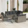 Image de vidaXL Salon de jardin 9 pcs avec coussins gris résine tressée