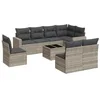 Image de vidaXL Salon de jardin 9 pcs avec coussins gris clair résine tressée
