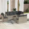 Image de vidaXL Salon de jardin 9 pcs avec coussins gris clair résine tressée