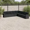 Image de vidaXL Salon de jardin 9 pcs avec coussins noir résine tressée