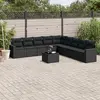 Image de vidaXL Salon de jardin 10 pcs avec coussins noir résine tressée