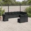 Image de vidaXL Salon de jardin 10 pcs avec coussins noir résine tressée