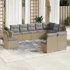 Image de vidaXL Salon de jardin avec coussins 10 pcs beige résine tressée