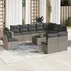 Image de vidaXL Salon de jardin 11 pcs avec coussins gris résine tressée