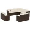Image de vidaXL Salon de jardin et coussins 11 pcs marron résine tressée