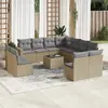 Image de vidaXL Salon de jardin avec coussins 12 pcs beige résine tressée