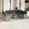 Image de vidaXL Salon de jardin avec coussins 10 pcs gris clair résine tressée