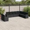 Image de vidaXL Salon de jardin 10 pcs avec coussins noir résine tressée