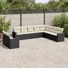 Image de vidaXL Salon de jardin 10 pcs avec coussins noir résine tressée