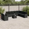 Image de vidaXL Salon de jardin 11 pcs avec coussins noir résine tressée