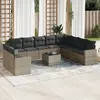 Image de vidaXL Salon de jardin 11 pcs avec coussins gris résine tressée