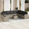 Image de vidaXL Salon de jardin 11 pcs avec coussins gris clair résine tressée