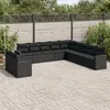 Image de vidaXL Salon de jardin 11 pcs avec coussins noir résine tressée