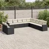 Image de vidaXL Salon de jardin 11 pcs avec coussins noir résine tressée