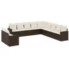 Image de vidaXL Salon de jardin et coussins 11 pcs marron résine tressée