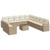 Image de vidaXL Salon de jardin avec coussins 12 pcs beige résine tressée