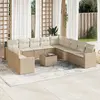 Image de vidaXL Salon de jardin avec coussins 12 pcs beige résine tressée