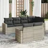 Image de vidaXL Salon de jardin avec coussins 7 pcs gris clair résine tressée