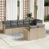 Image de vidaXL Salon de jardin avec coussins 8 pcs beige résine tressée