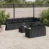 Image de vidaXL Salon de jardin 9 pcs avec coussins noir résine tressée