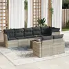Image de vidaXL Salon de jardin 9 pcs avec coussins gris clair résine tressée