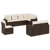 Image de vidaXL Salon de jardin 8 pcs avec coussins marron résine tressée