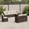 Image de vidaXL Salon de jardin 8 pcs avec coussins marron résine tressée