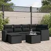Image de vidaXL Salon de jardin 7 pcs avec coussins noir résine tressée