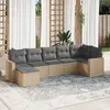 Image de vidaXL Salon de jardin avec coussins 7 pcs beige résine tressée