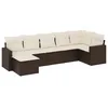 Image de vidaXL Salon de jardin avec coussins 7 pcs marron résine tressée