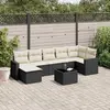 Image de vidaXL Salon de jardin 8 pcs avec coussins noir résine tressée