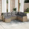 Image de vidaXL Salon de jardin avec coussins 7 pcs beige résine tressée