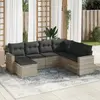 Image de vidaXL Salon de jardin avec coussins 7 pcs gris clair résine tressée
