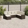 Image de vidaXL Salon de jardin avec coussins 7 pcs marron résine tressée