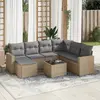 Image de vidaXL Salon de jardin avec coussins 8 pcs beige résine tressée