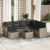 Image de vidaXL Salon de jardin 8 pcs avec coussins gris clair résine tressée