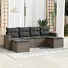 Image de vidaXL Salon de jardin 6 pcs avec coussins gris résine tressée
