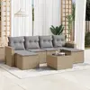 Image de vidaXL Salon de jardin avec coussins 7 pcs beige résine tressée