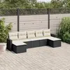 Image de vidaXL Salon de jardin 7 pcs avec coussins noir résine tressée