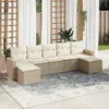Image de vidaXL Salon de jardin avec coussins 7 pcs beige résine tressée