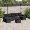 Image de vidaXL Salon de jardin 8 pcs avec coussins noir résine tressée