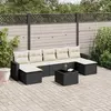 Image de vidaXL Salon de jardin 8 pcs avec coussins noir résine tressée