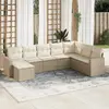 Image de vidaXL Salon de jardin avec coussins 8 pcs beige résine tressée