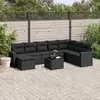 Image de vidaXL Salon de jardin 9 pcs avec coussins noir résine tressée