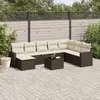 Image de vidaXL Salon de jardin avec coussins 9 pcs marron résine tressée
