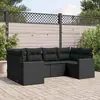 Image de vidaXL Salon de jardin 6 pcs avec coussins noir résine tressée